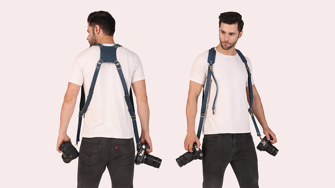 leather camera strap dual camera harness 