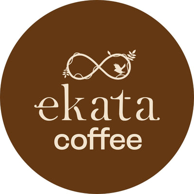Ekata Coffee logo on a brown background