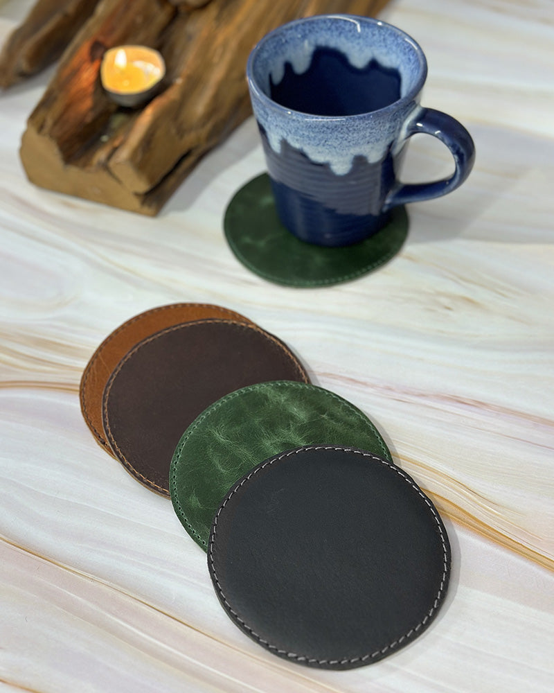custom leather coasters with logo for restaurants