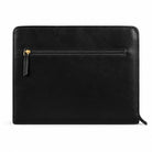black leather back with zip pocket