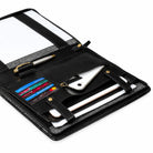 open with pen, cards, phone and tablet stored