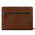 Back of the Executive A4 Leather Folder in dark brown with zip pocket