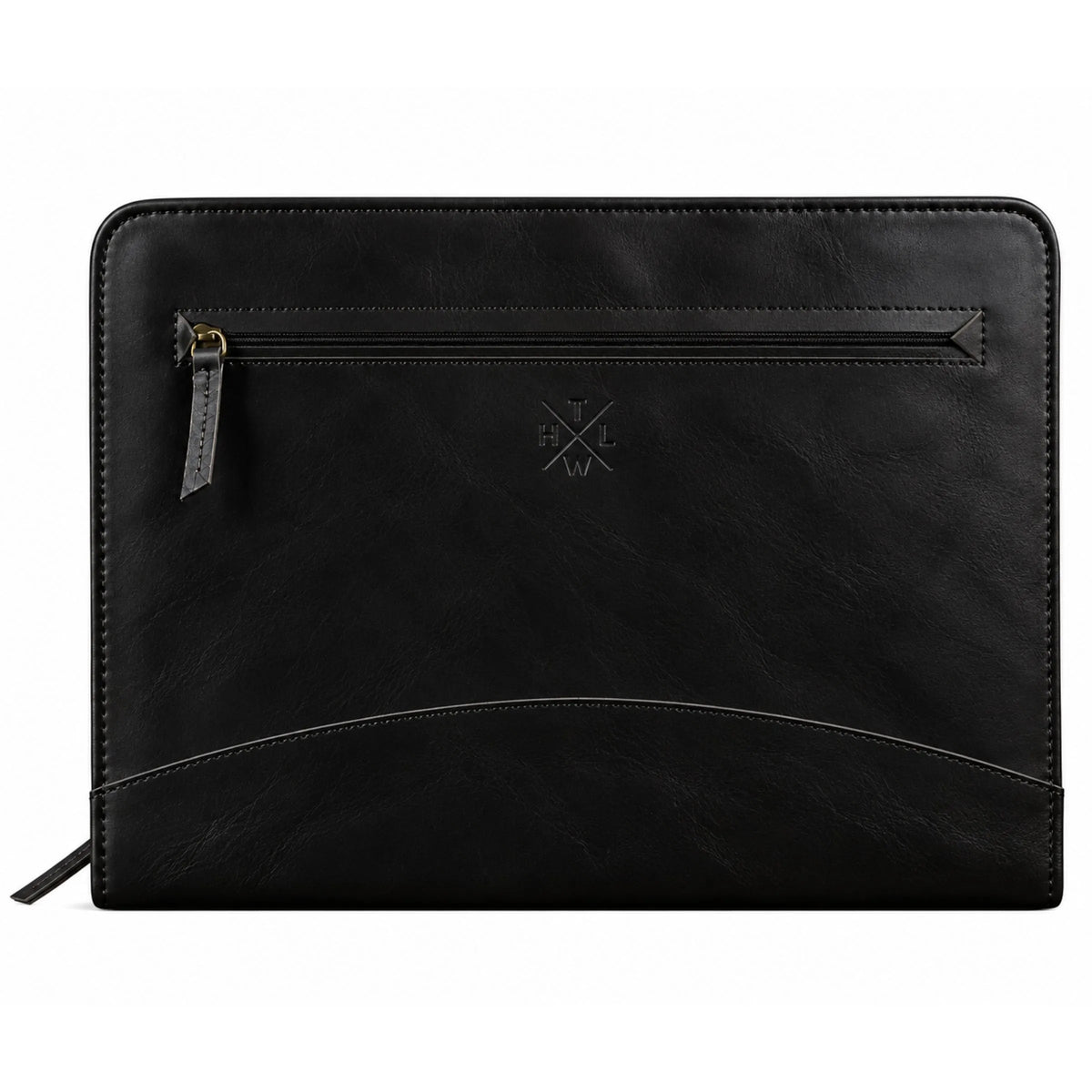 Executive A4 Leather Folder in black leather with front zip pocket