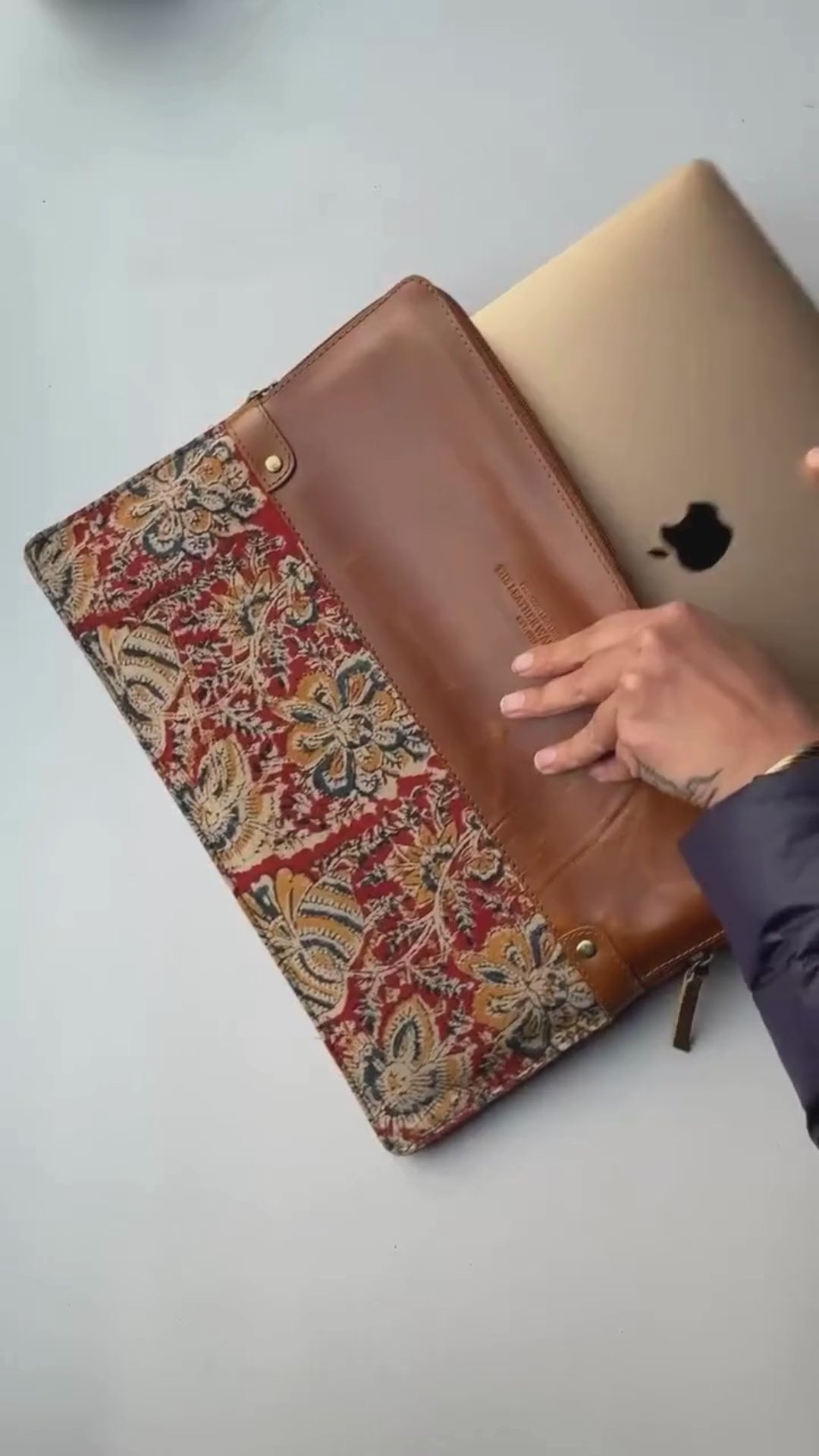 kalamkari leather laptop sleeve