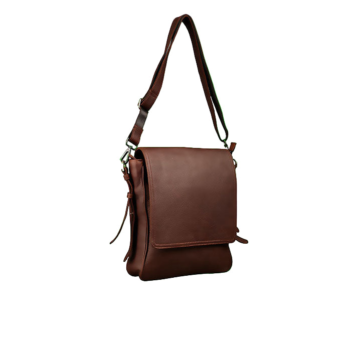 Luxury Sling Bag: Genuine Leather Crossbody Chocolate Brown Logo The Leather Warehouse