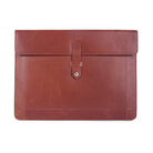 Brown leather envelope on a white background