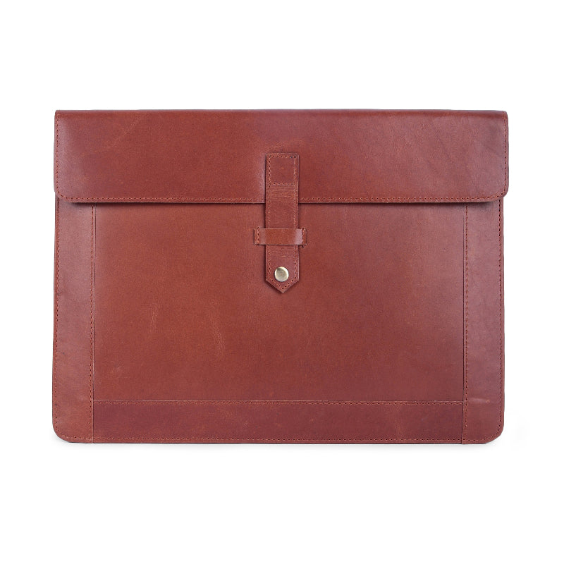 Brown leather sleeve on a white background